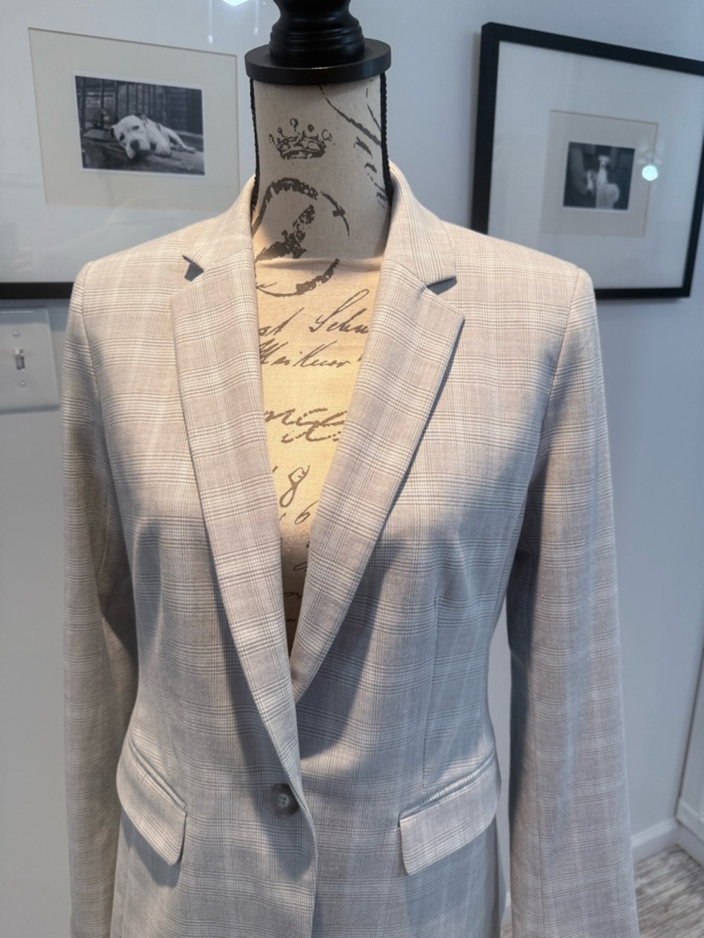 Ann Taylor Light plaid Gray Lined Blazer